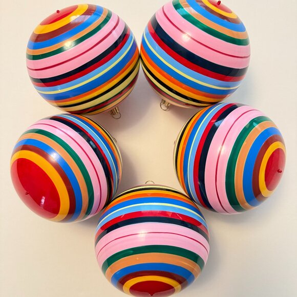 Set of 5 Sak's Fifth Avenue Hand-Painted Christmas Tree Ornaments From 2003 - Picture 1 of 5